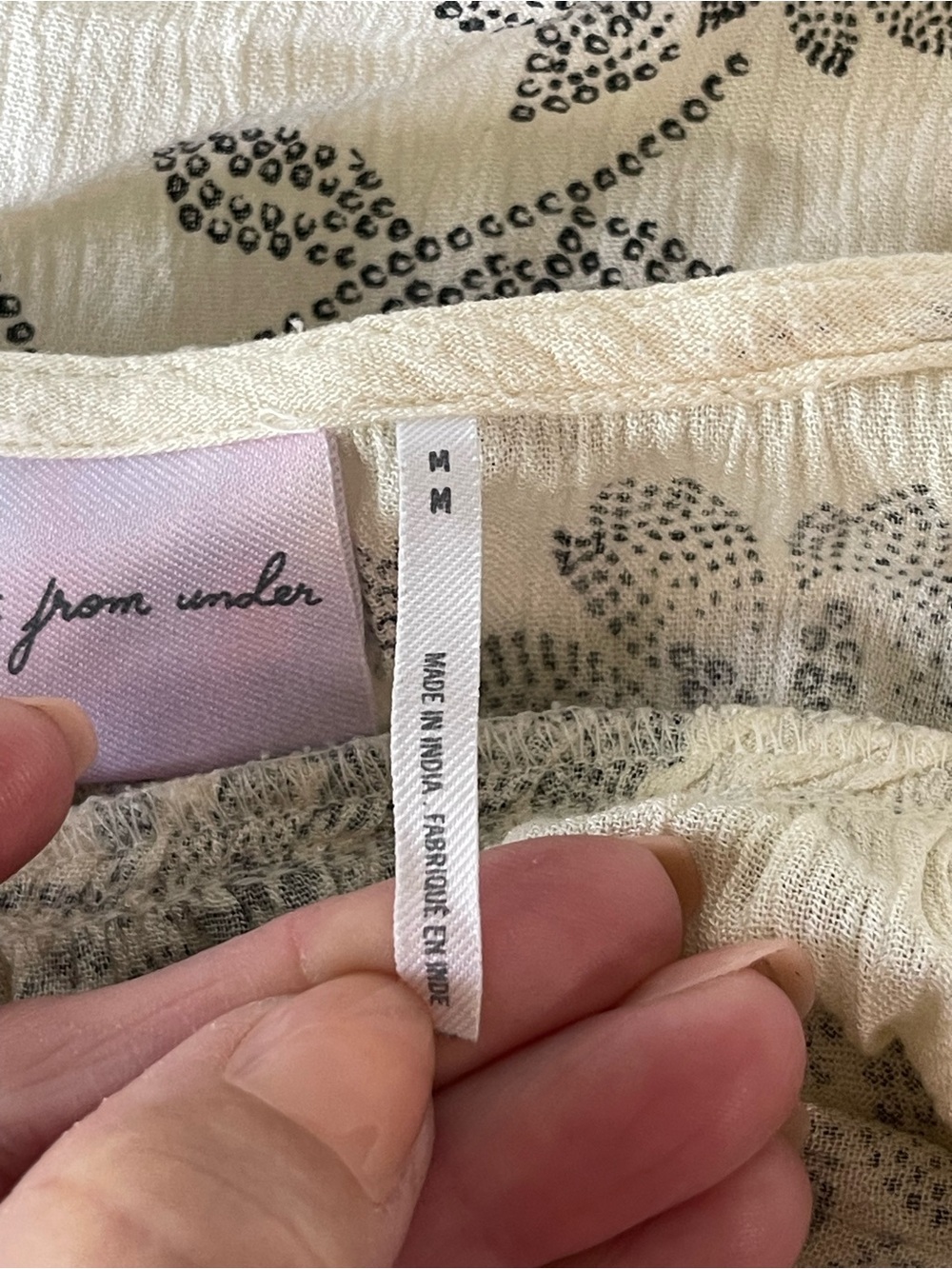 Urban Outfitters Out From Under floral flyaway camisole cream  black print Sz M - Picture 5 of 5